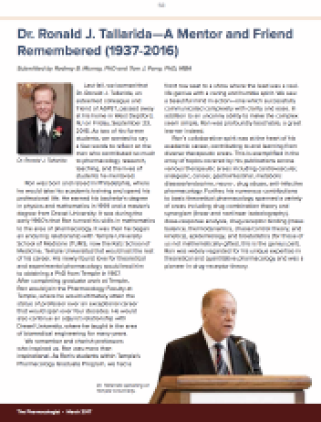 First page of the tribute in The Pharmacologist